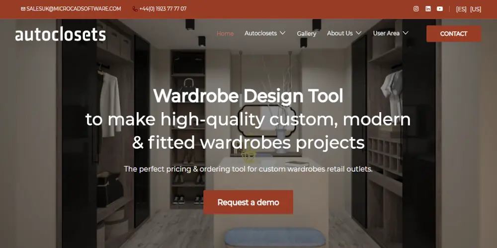 New Autoclosets.com website, the wardrobe design tool